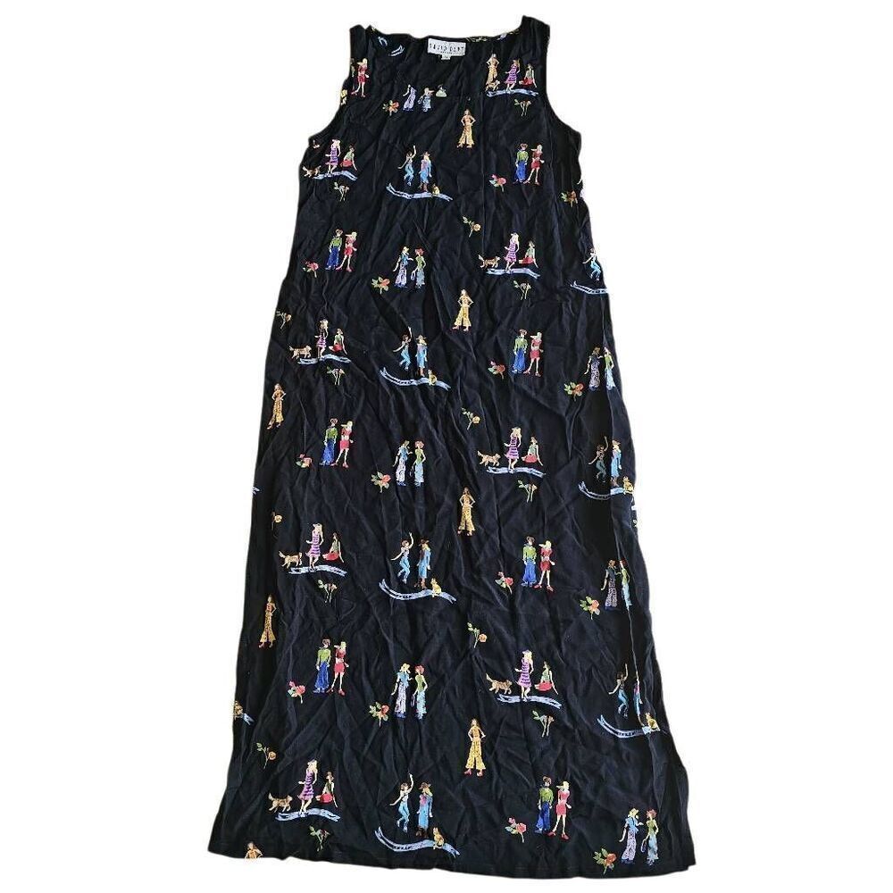 Vintage David Dart 90s summer all over print people dress made in USA Sz PM